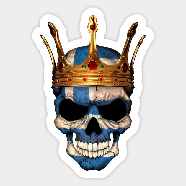 Greek Flag Skull with Crown Sticker by jeffbartels